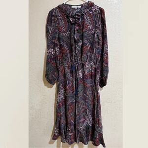 Vanessa Bruno Pryska Abstract Floral Paisley dark Colorful Midi Dress